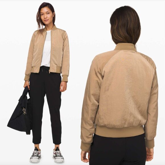 LULULEMON Non-Stop Reversible Insulated Bomber Jacket Frontier Womens 6 Outdoor - Picture 1 of 9